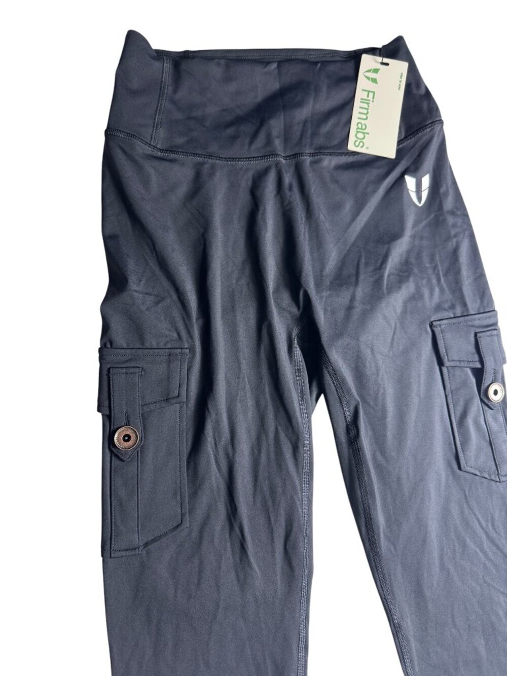Firmabs High Waisted Cargo Leggings Women's XXL Black Utility Pockets NWT